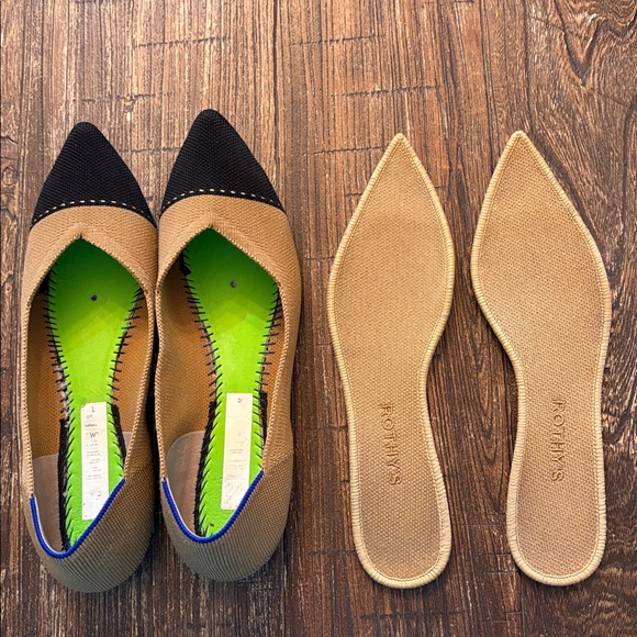 Rothy’s The Point Camel & Black Cap Toe Ballet Flat Size 10 - Picture 11 of 12